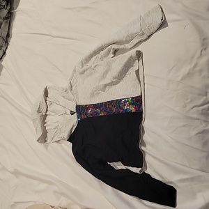 Never worn girls size 5 thin cropped hoodie with rainbow sequin stripe